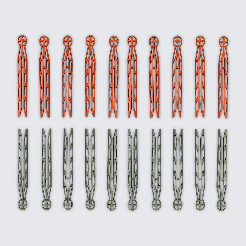 Lot de 20 pinces à linge gris et terracotta
