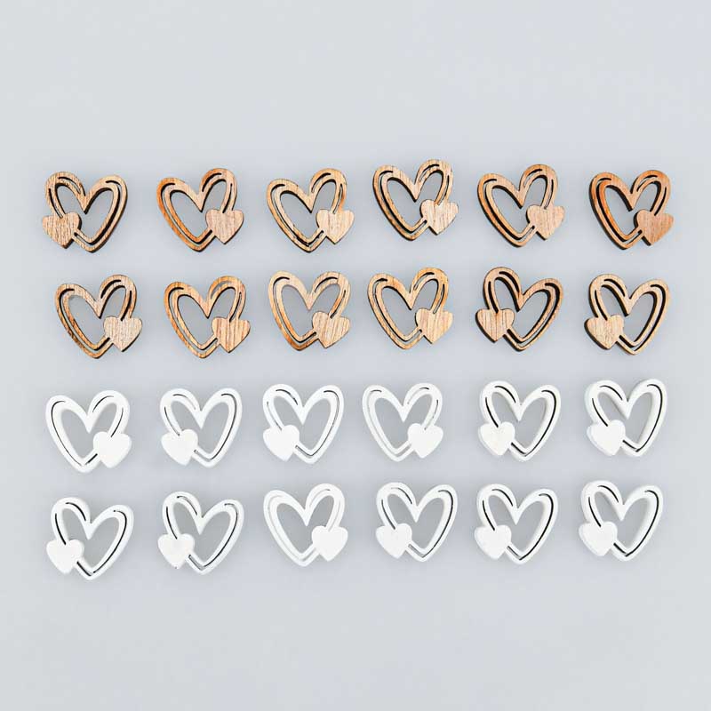 Lot de 24 décorations de table cœur 
