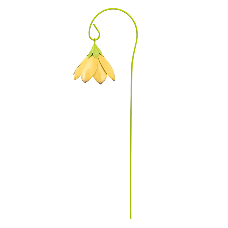 Pique fleur clochette en métal peint 