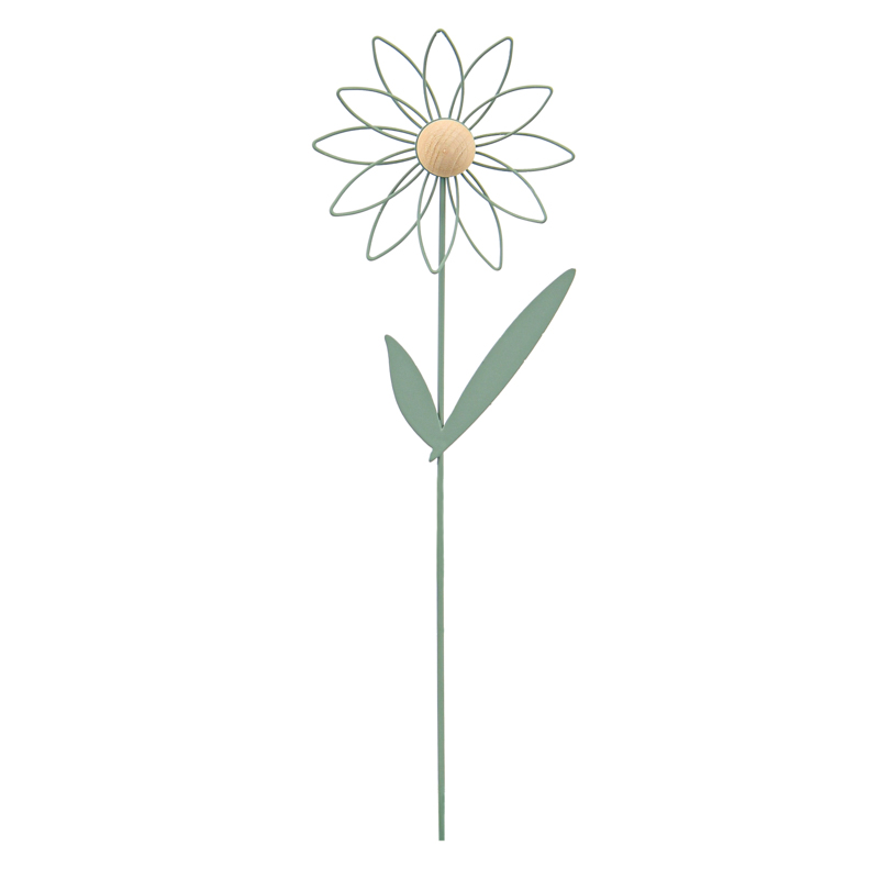 Pique marguerite en métal peint et bois