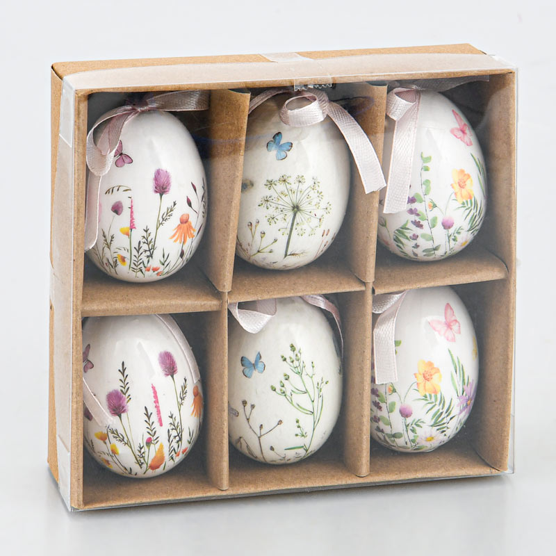 Lot de 6 oeufs de Pâques prairie
