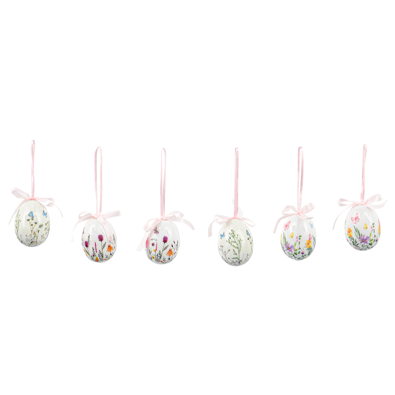 Lot de 6 oeufs de Pâques prairie