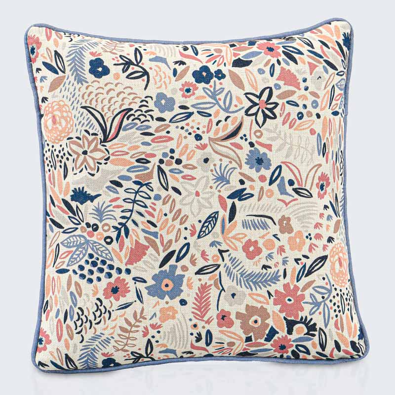 Coussin décoratif  imprimé 'Ivy' bleu 