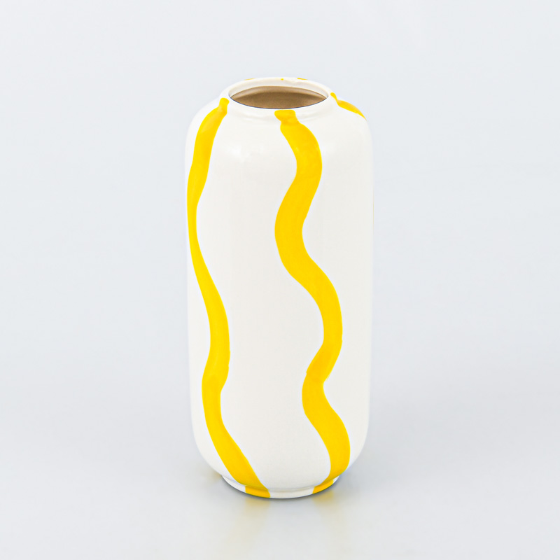 Vase haut rayé jaune