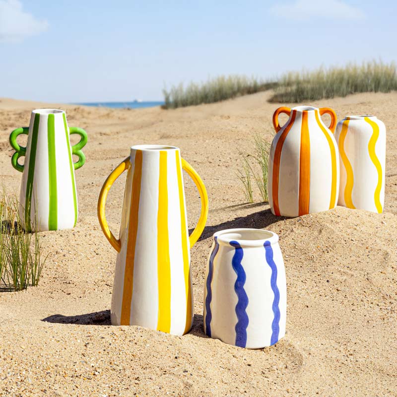 Vase haut rayé jaune