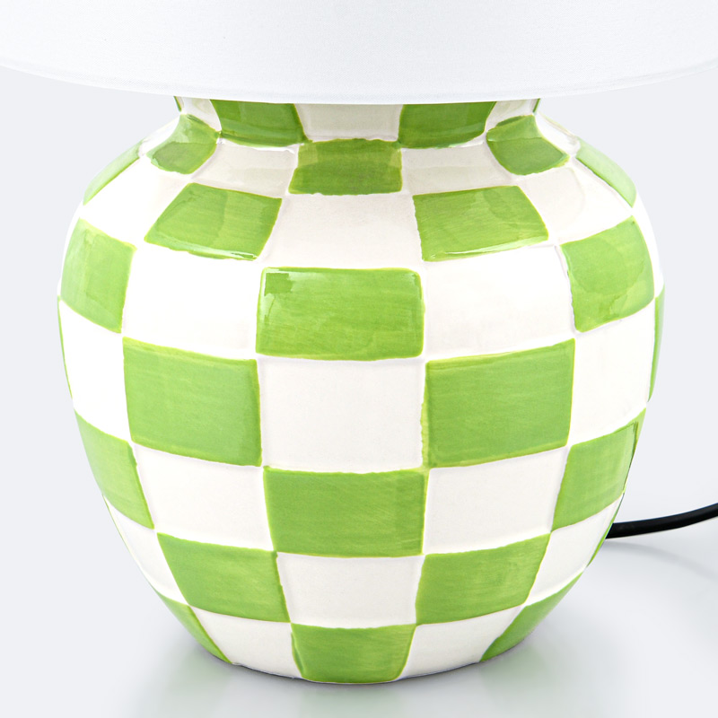 Lampe en céramique damier vert