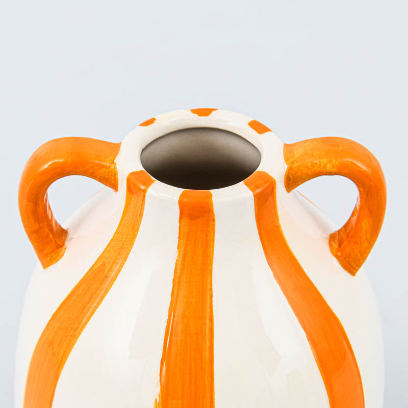 Vase avec anses rayé orange