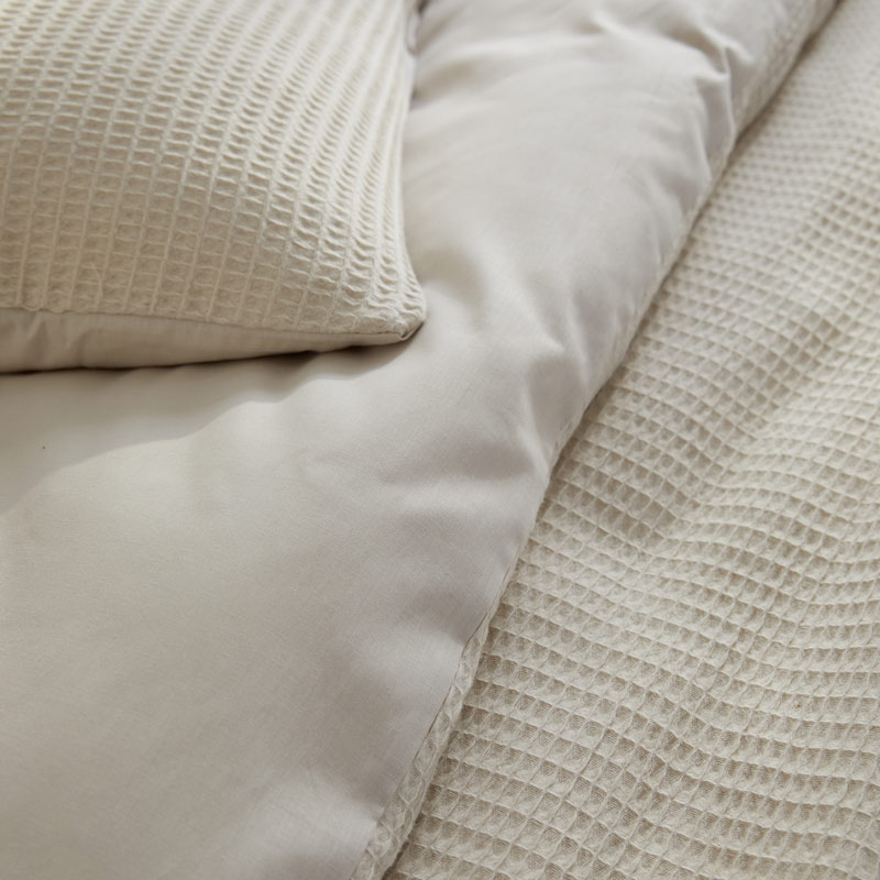 Parure de lit 'Mahina' nid d'abeille écru 