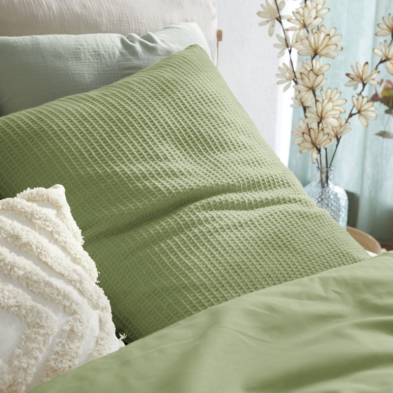 Parure de lit 'Mahina' nid d'abeille verte