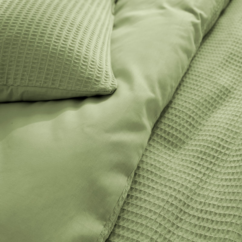 Parure de lit 'Mahina' nid d'abeille vert 