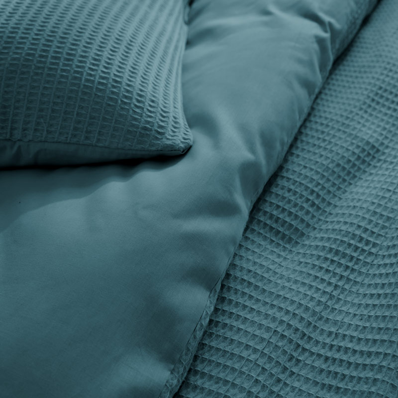 Parure de lit 'Mahina' nid d'abeille bleue