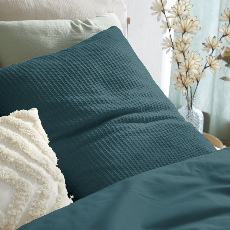 Parure de lit 'Mahina' nid d'abeille bleue