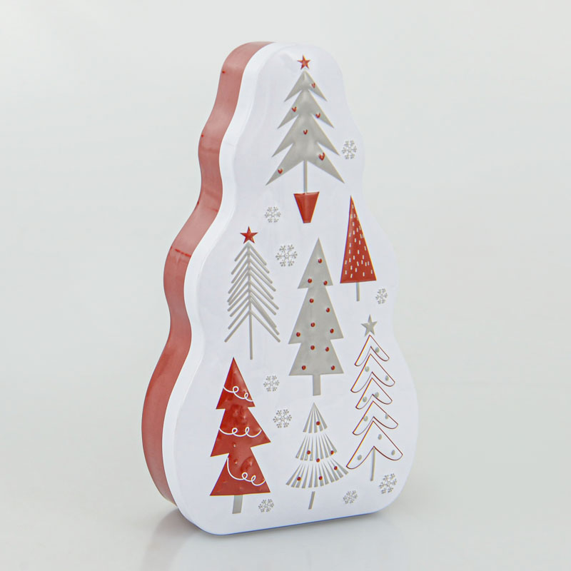 Boite à gâteaux de Noël forme sapin blanc 
