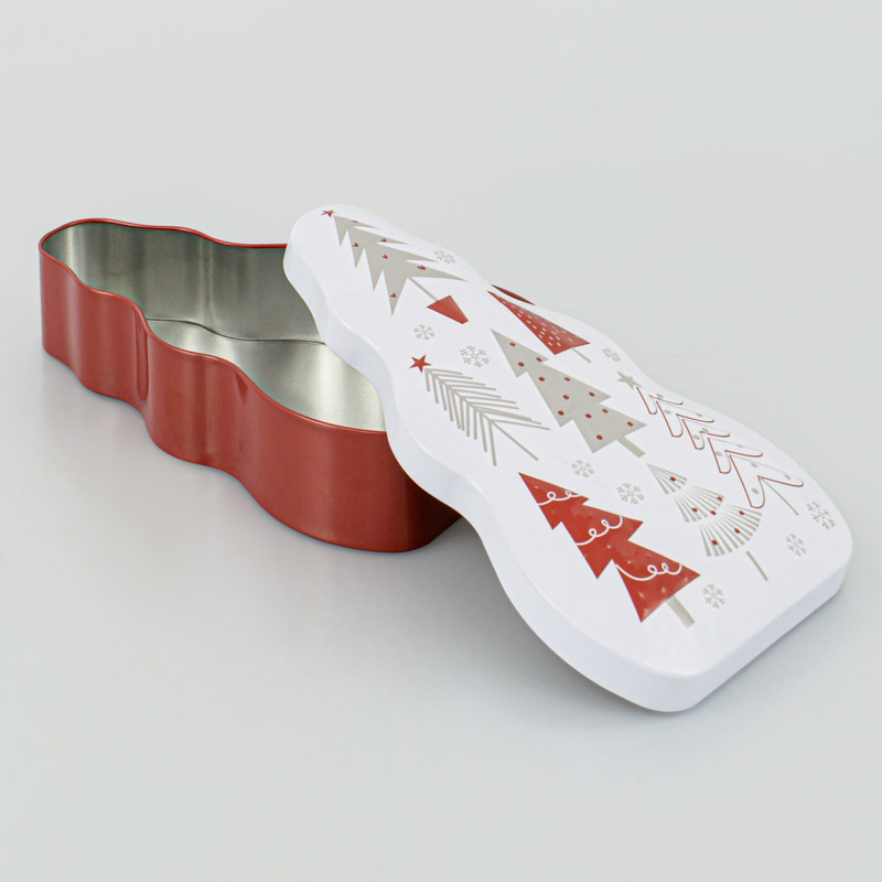 Boite à gâteaux de Noël forme sapin blanc 