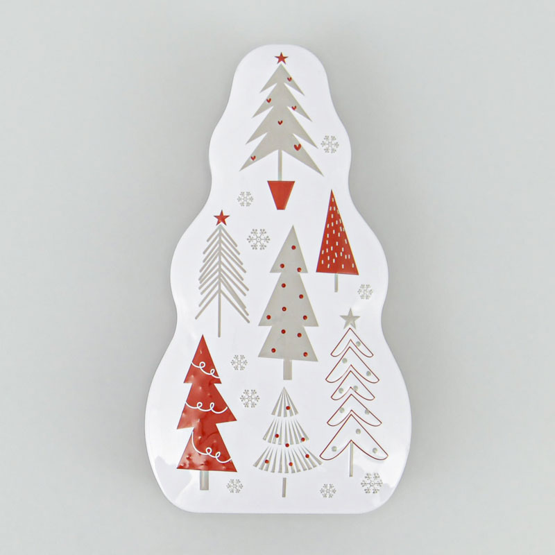 Boite à gâteaux de Noël forme sapin blanc 