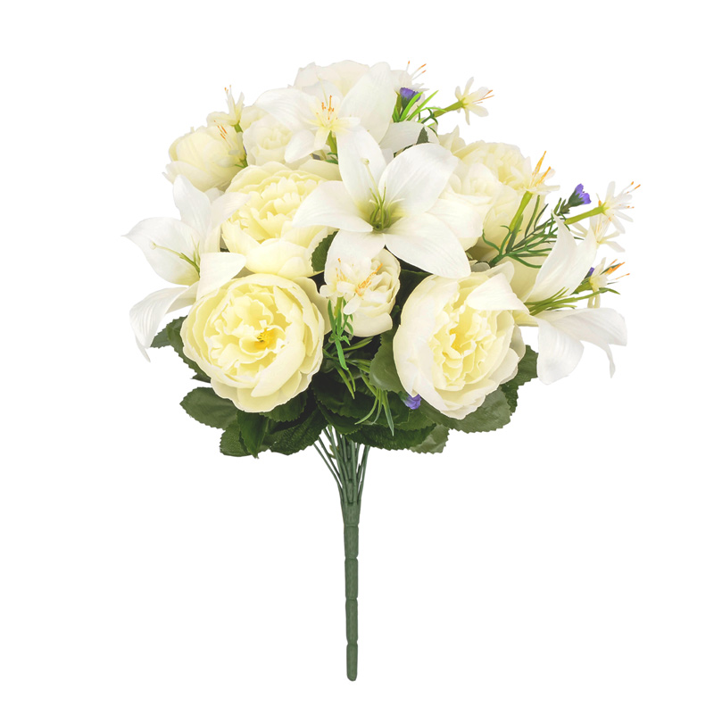 Bouquet de pivoines, roses et lys artificiels