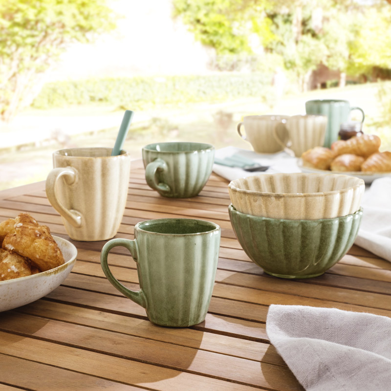 Mug 'Vintage Waves' grès émail réactif