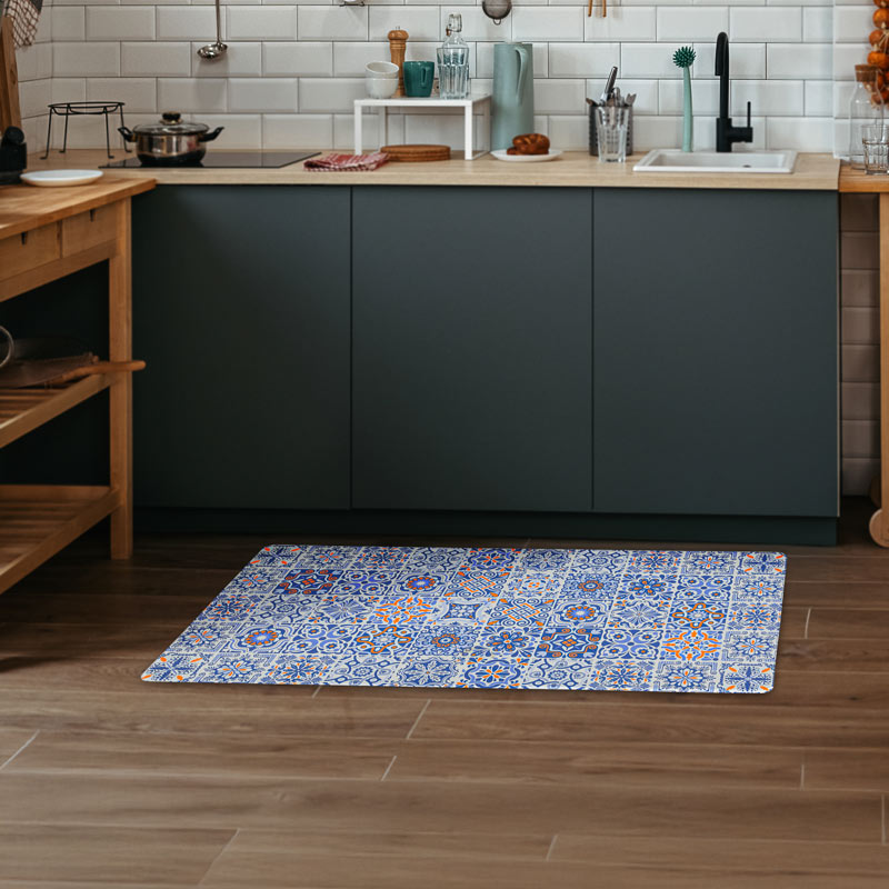 Tapis vinyle 'Almeida' bleu 