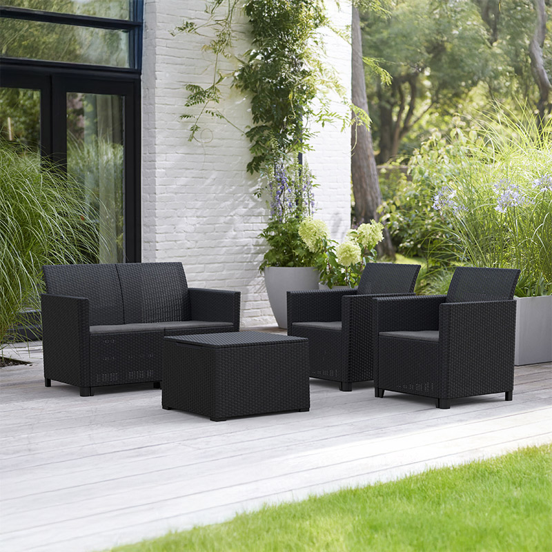 Salon de jardin 4 pièces 'Marie' noir keter 