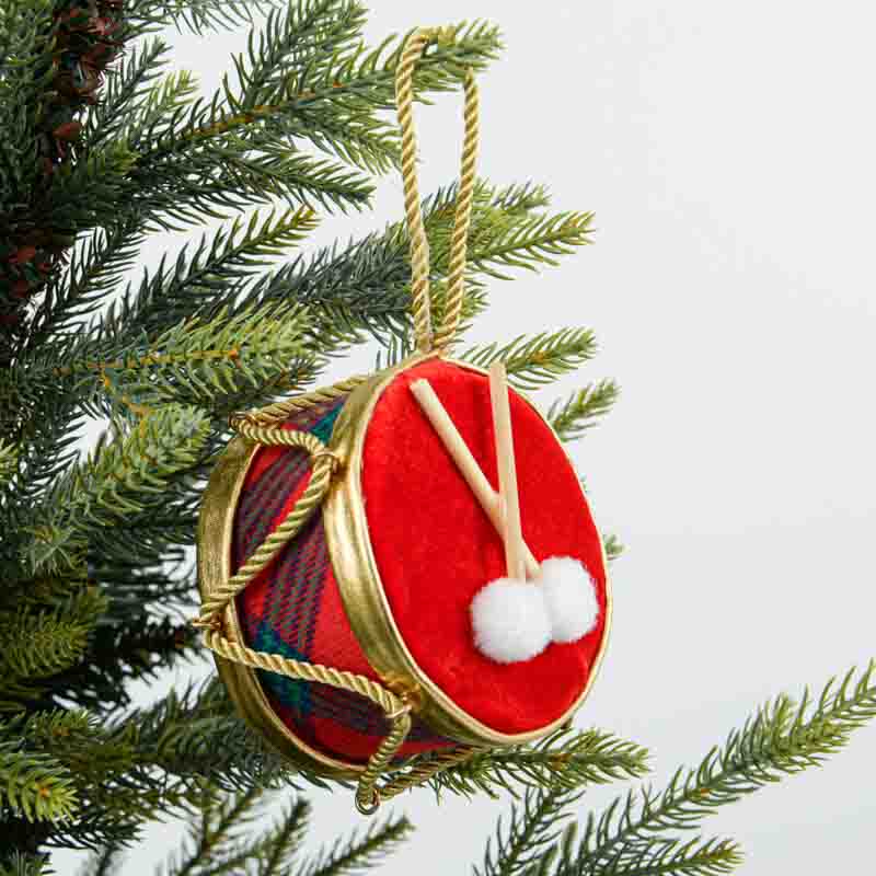 Tambour décoratif  'Noël d'Antan' rouge
