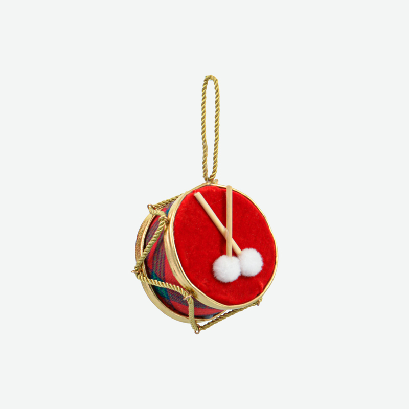 Tambour décoratif  'Noël d'Antan' rouge