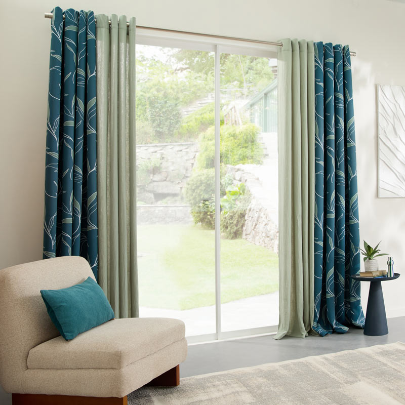 Rideau occultant imprimé 'Boquira' bleu