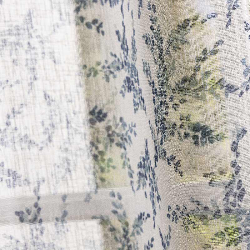 Voilage étamine 'Fiori' imprimé bleu