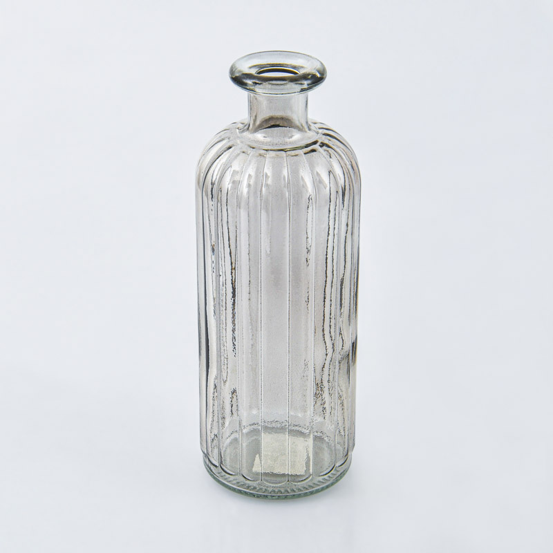 Vase soliflore strié taupe