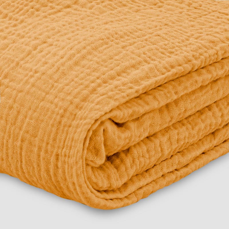 Plaid 'Idylle' gaze de coton ocre