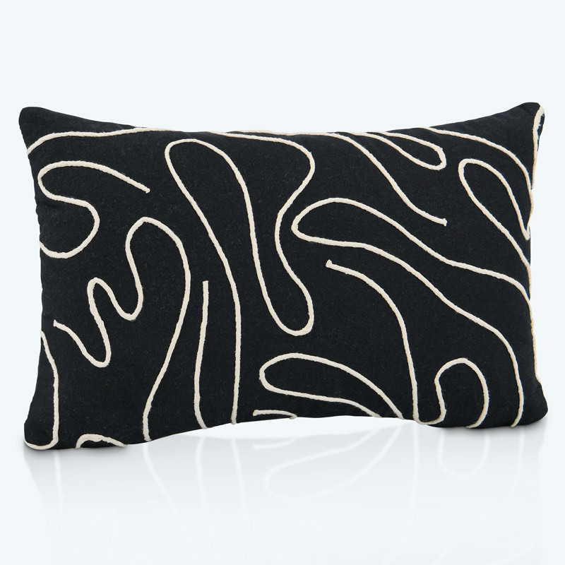 Coussin corde 'Sharma' noir 