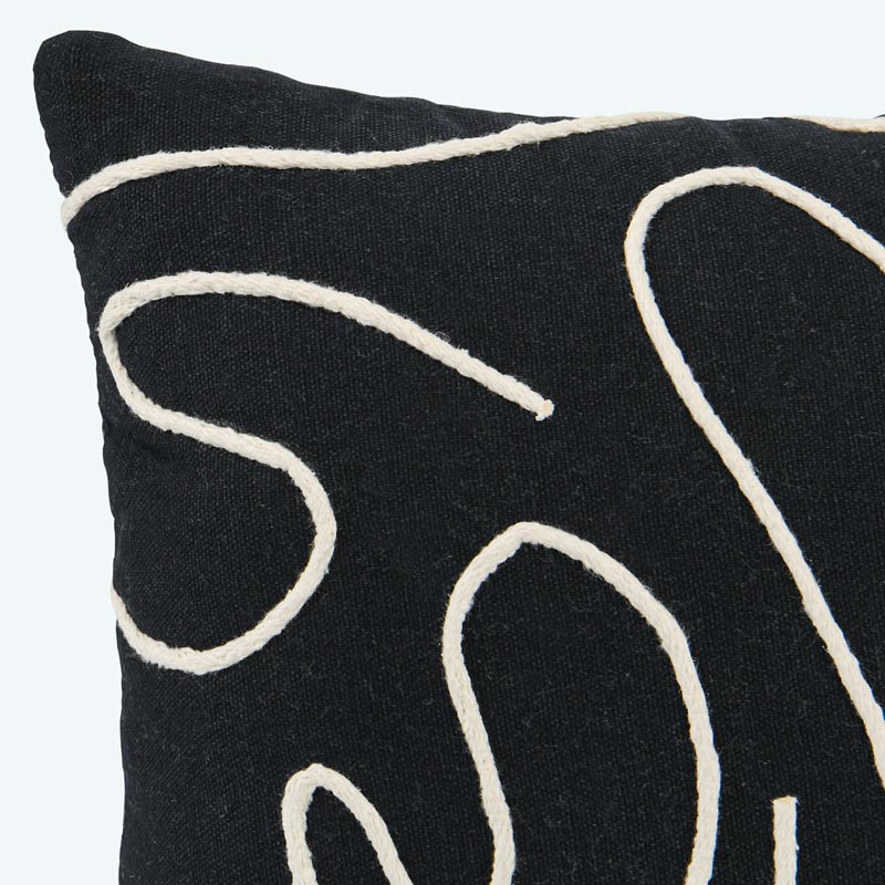 Coussin corde 'Sharma' noir 