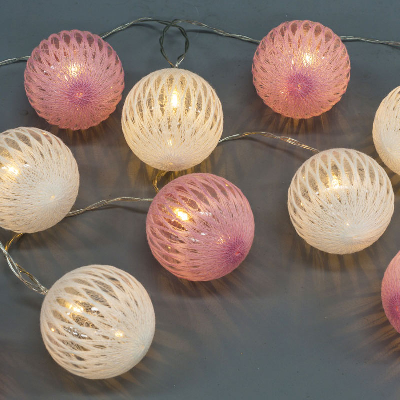 Guirlande 10 boules lumineuses tressage coton