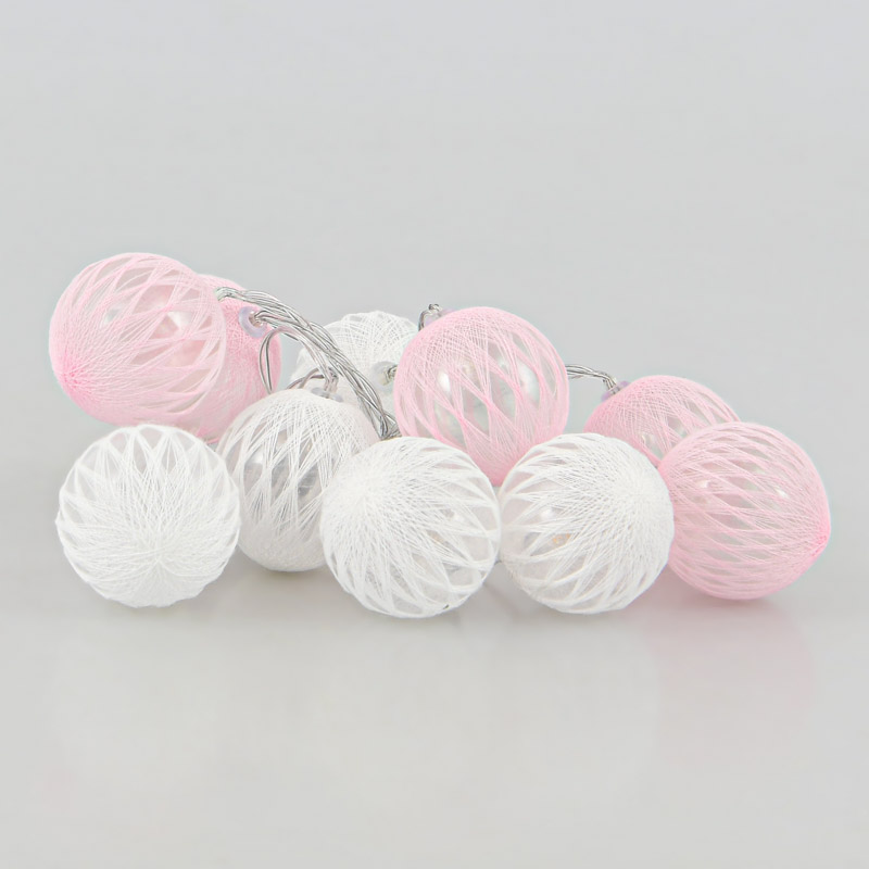 Guirlande 10 boules lumineuses tressage coton