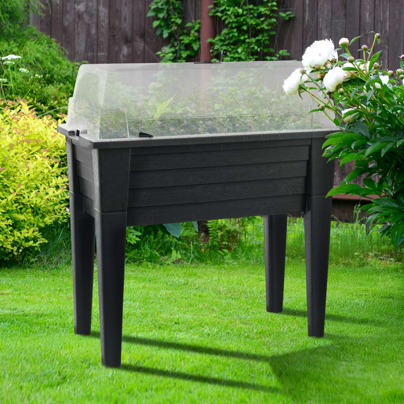 Jardinière sur pieds avec serre anthracite