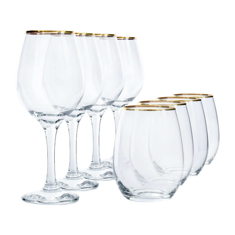 Set de 8 verres filet doré 'Amber' 