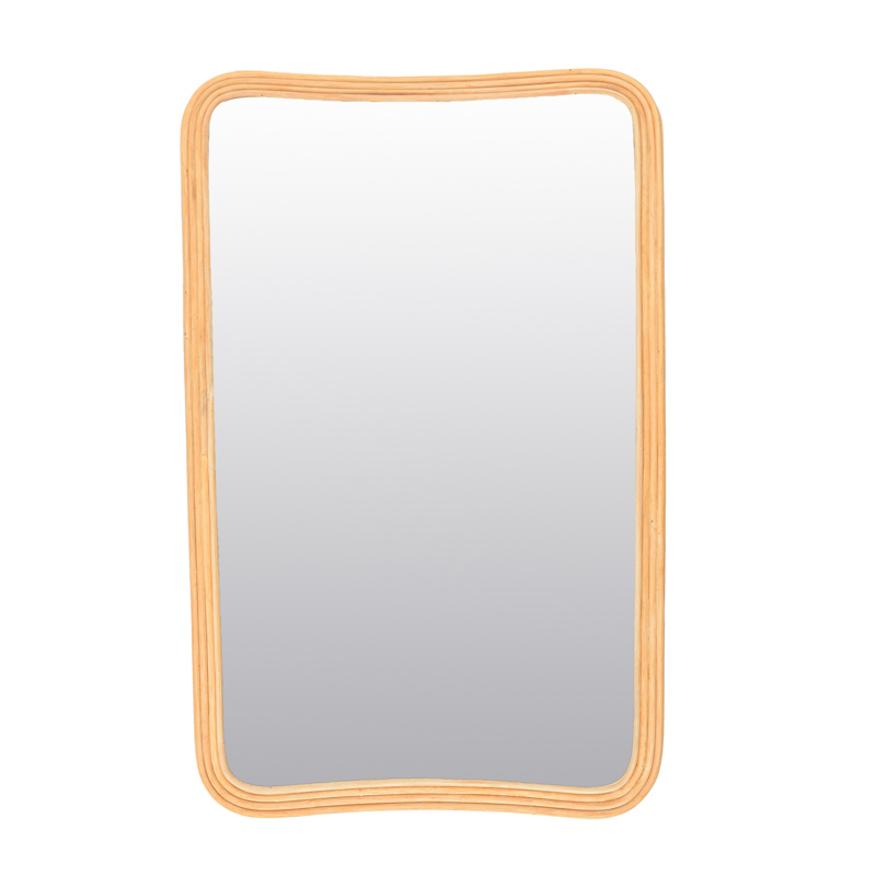 Miroir rectangle forme organique en rotin