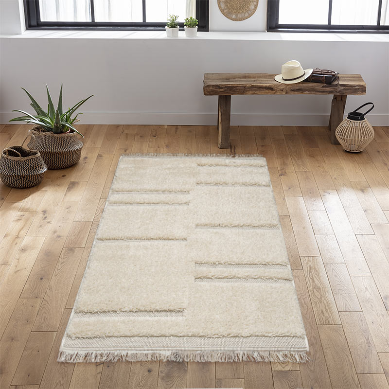 Tapis bohème relief gris
