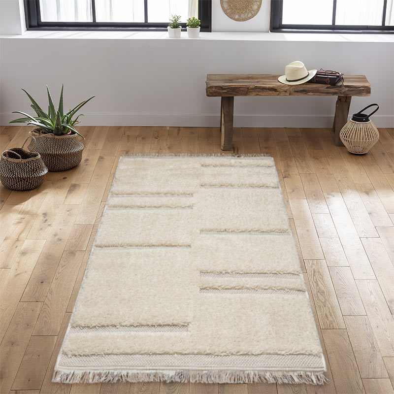 Tapis bohème relief gris