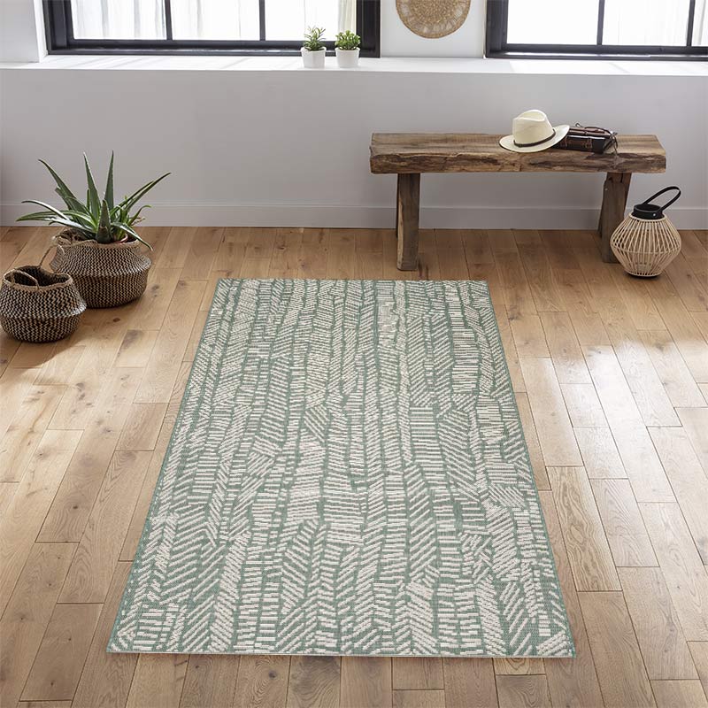 Tapis 'Neo' rectangulaire ethnique vert 