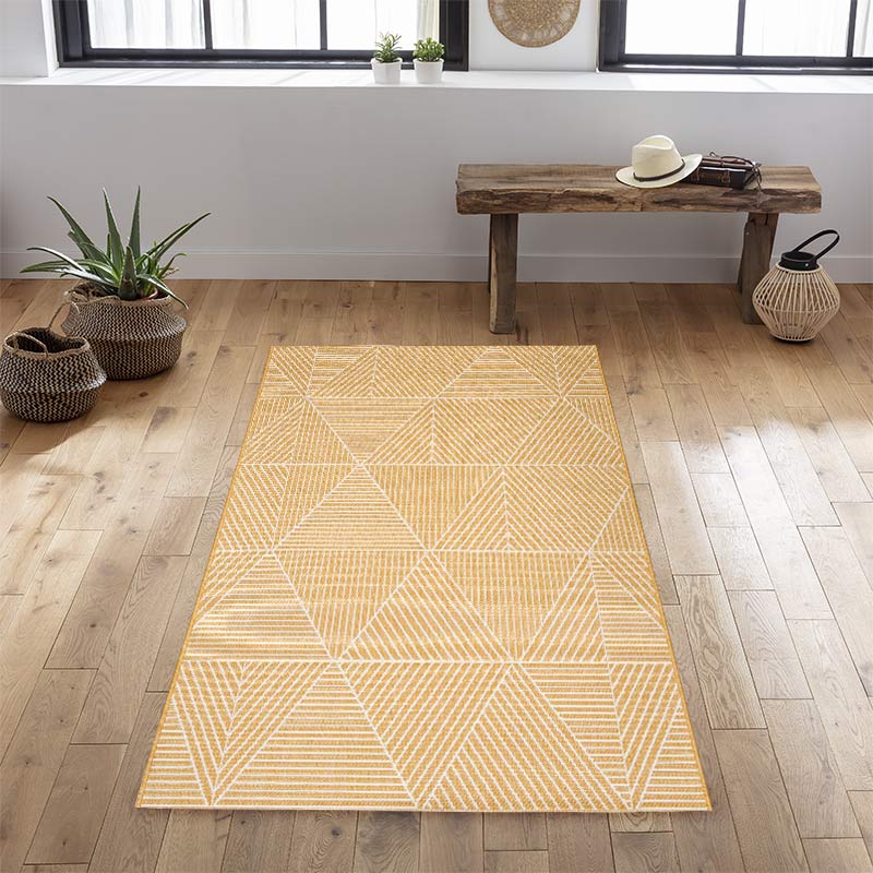 Tapis 'Neo' rectangulaire géométrique sable