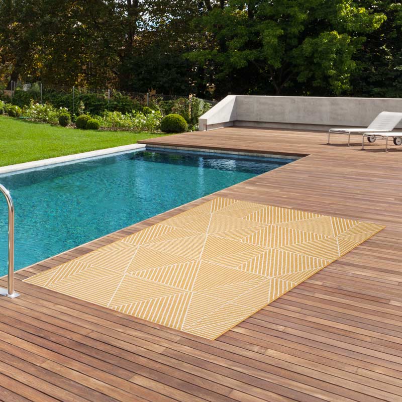 Tapis 'Neo' rectangulaire géométrique sable