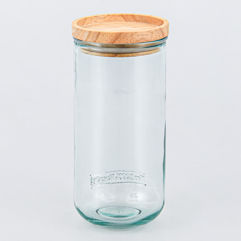 Bocal en verre avec bouchon en bois