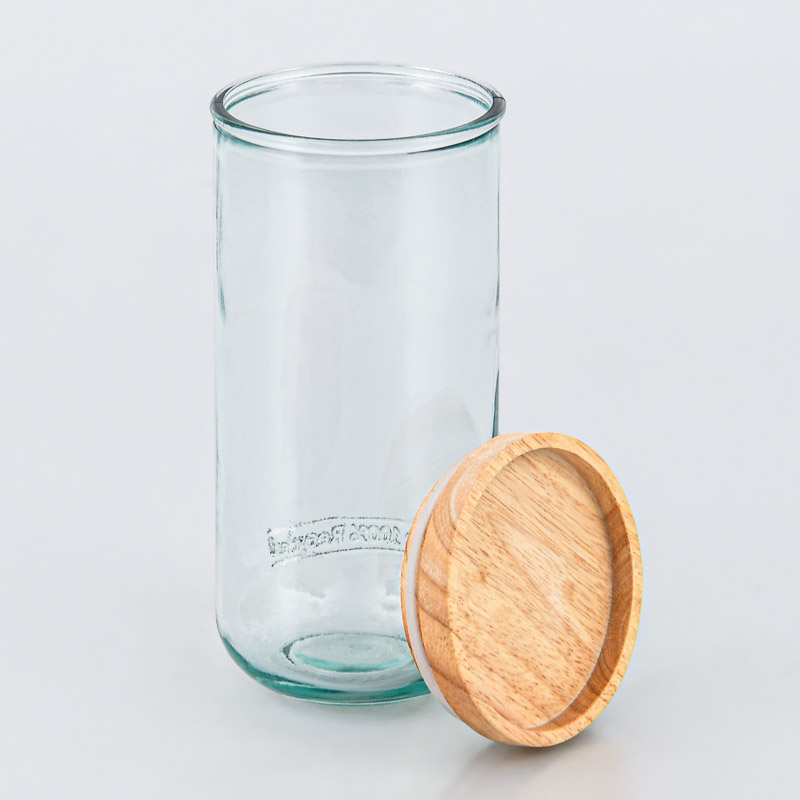 Bocal en verre avec bouchon en bois