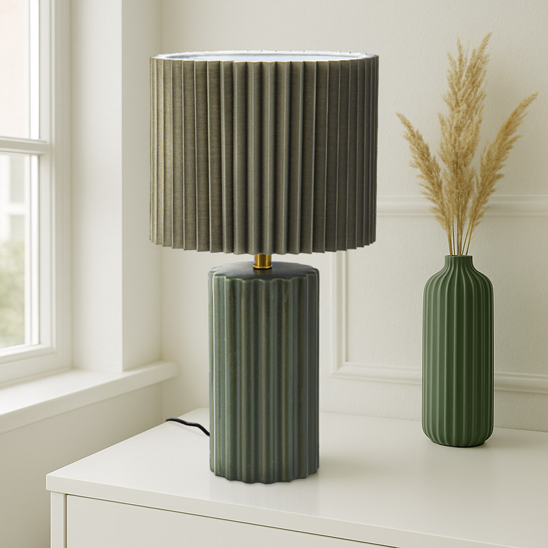 Lampe avec abat-jour 'Alba' kaki