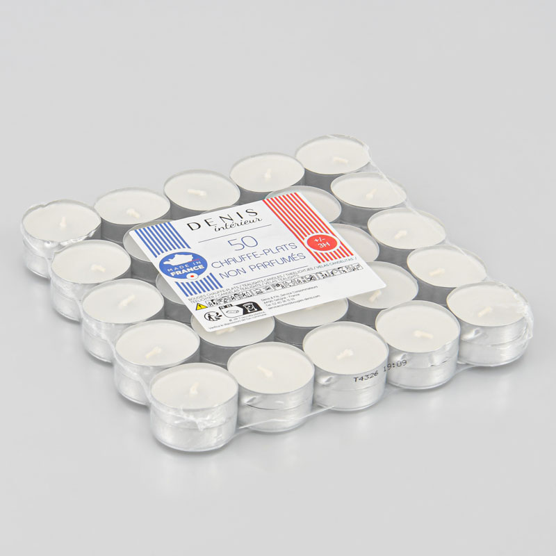 50 bougies chauffe-plats blanc