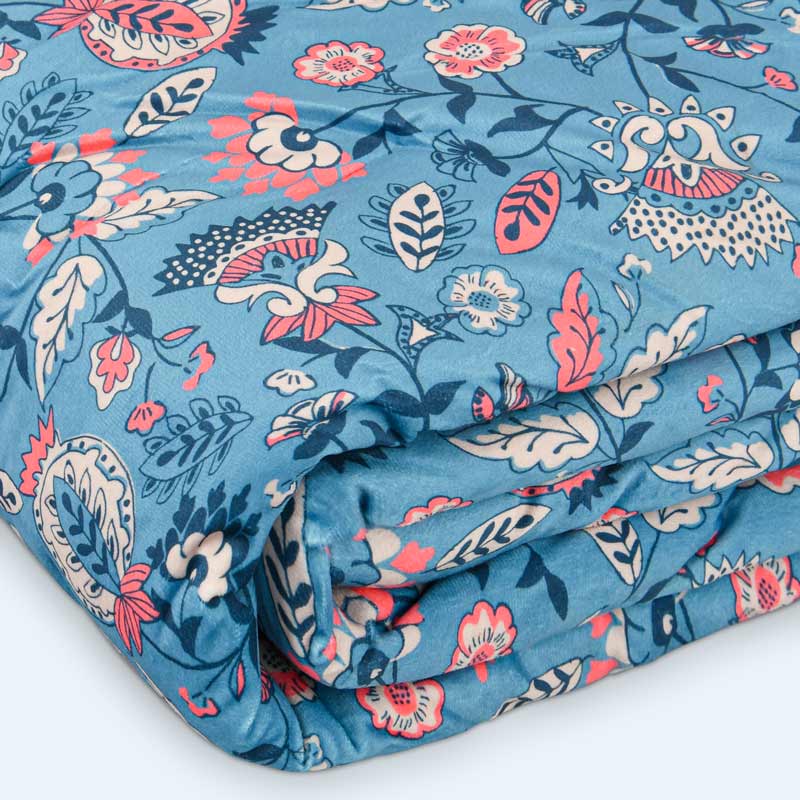 Chemin de lit 'Cyra' velours bleu