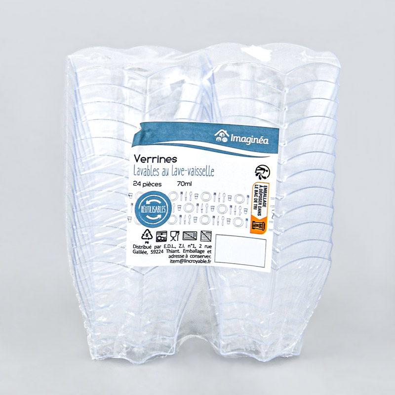 Lot de 24 verrines transparentes