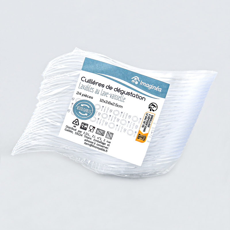 24 cuillères de dégustation transparentes
