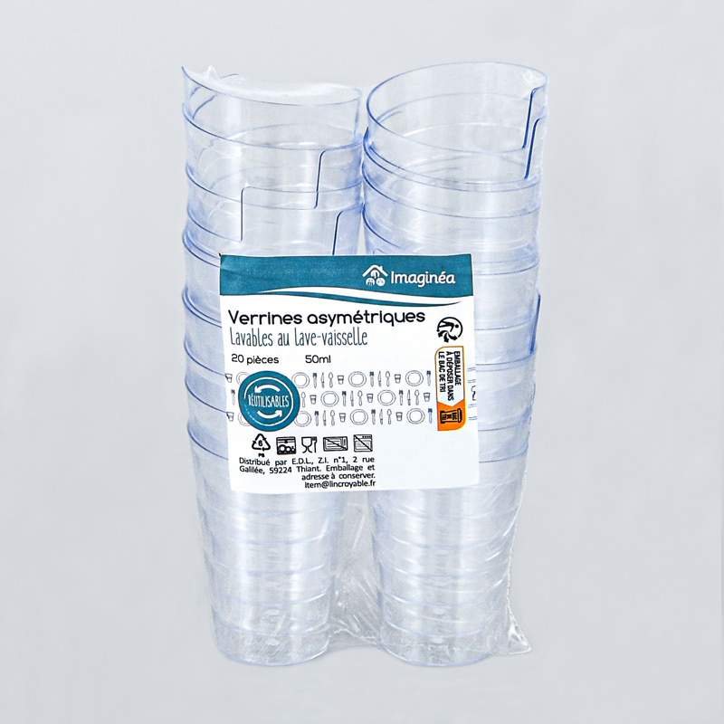 Lot de 20 verrines asymétriques 50ml