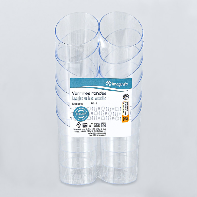 Lot de 12 verrines rondes transparentes
